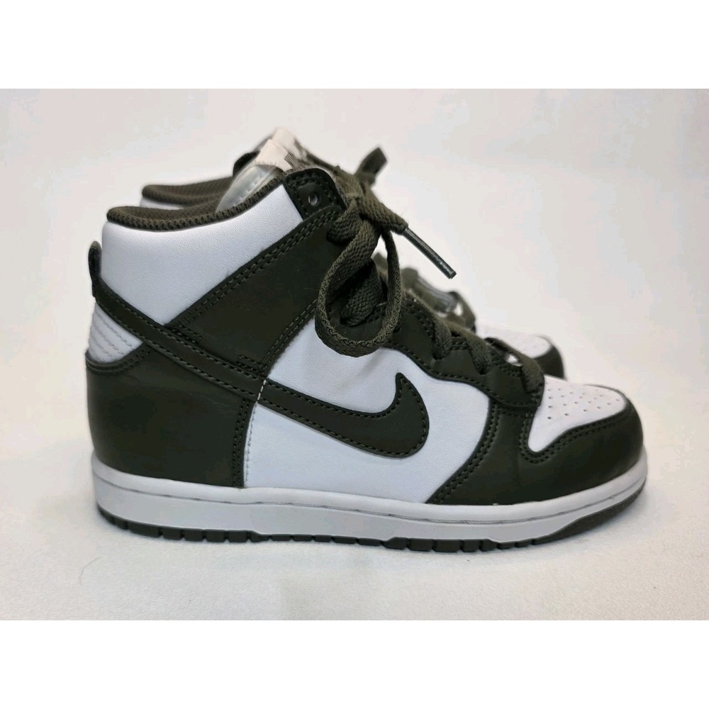 Youth Size 1Y Nike Dunk High Green Khaki  Basketball Sneakers